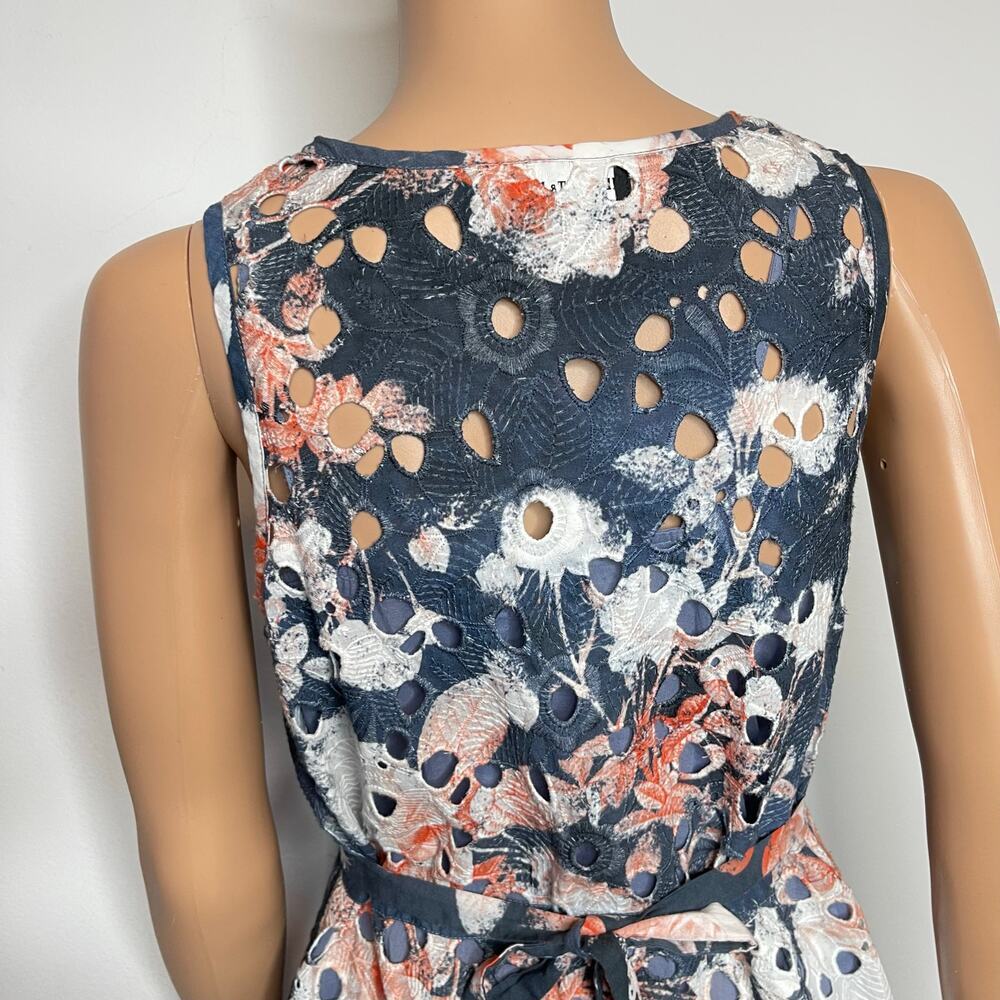 Hemant and Nandita Lazuli Midi Dress size 00 Cotton Gray watercolor Floral Boho - Picture 6 of 10